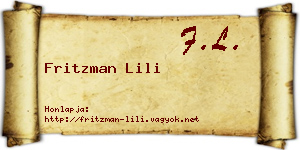 Fritzman Lili névjegykártya
